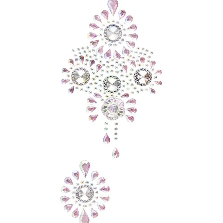 Kristallkunst, Broschen-Ornament, 10cm x 30cm, selbstklebend, klar irisierend, rosa irisierend