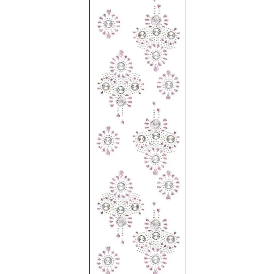 Kristallkunst, Broschen-Ornament, 10cm x 30cm, selbstklebend, klar irisierend, rosa irisierend