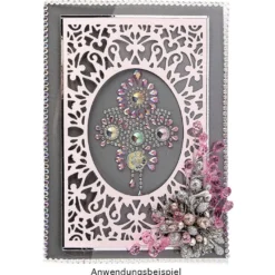 Kristallkunst, Broschen-Ornament, 10cm x 30cm, selbstklebend, klar irisierend, rosa irisierend