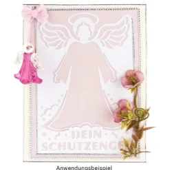 Kristallkunst, Engel, selbstklebend, Kopf: klar, Flügel: klar-irisierend, Kleid: rosa