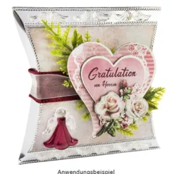 Kristallkunst, Engel, selbstklebend, Kopf: klar, Flügel: klar-irisierend, Kleid: himbeere