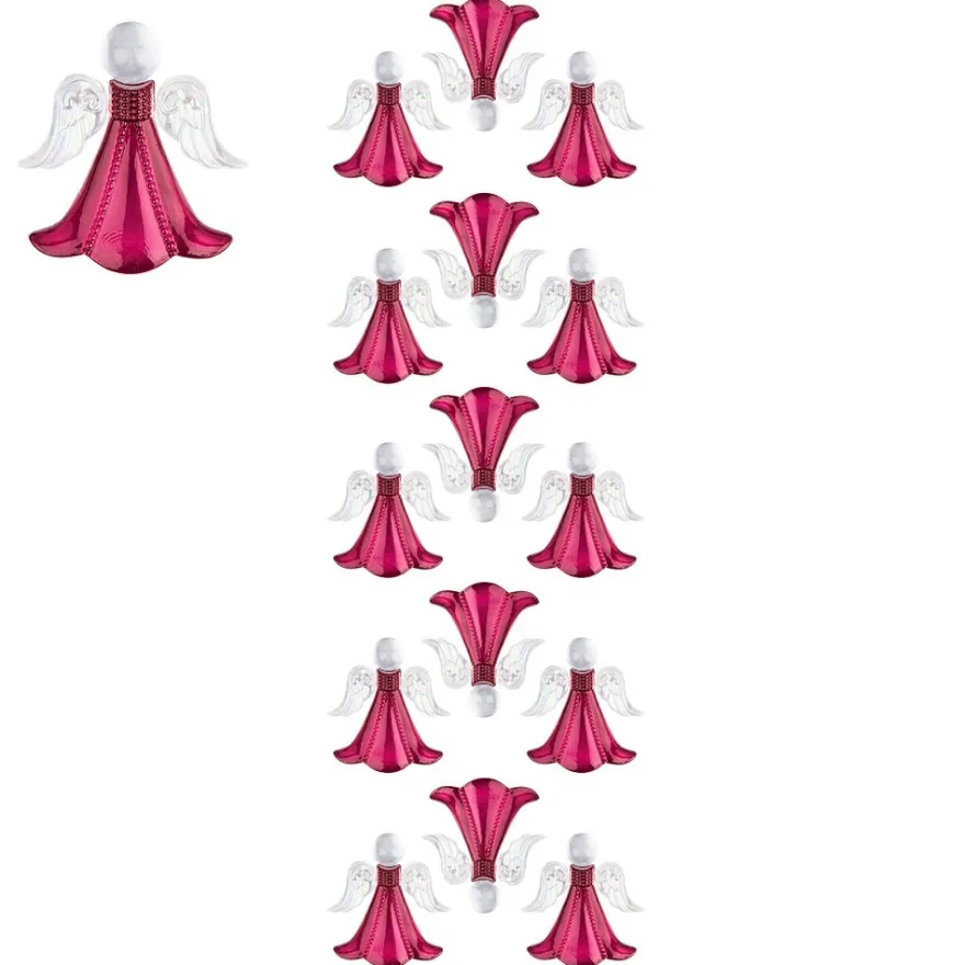 Kristallkunst, Engel, selbstklebend, Kopf: klar, Flügel: klar-irisierend, Kleid: himbeere