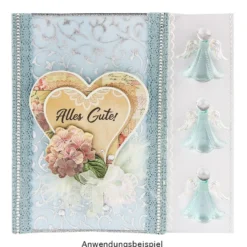 Kristallkunst, Engel, selbstklebend, Kopf: klar, Flügel: klar-irisierend, Kleid: türkis