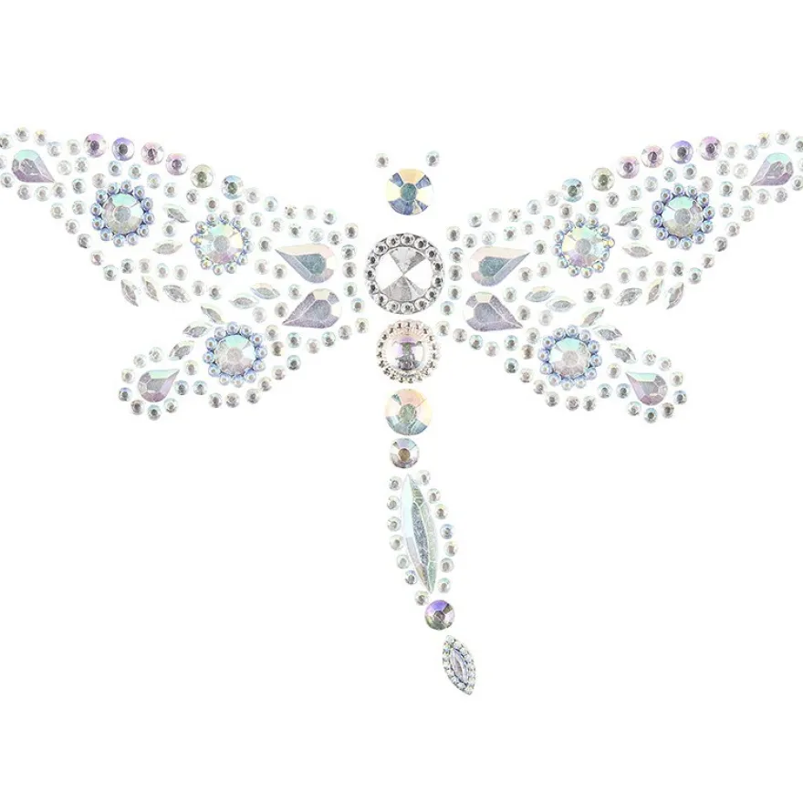 Kristallkunst, Libellen-Ornament, 10cm x 30cm, selbstklebend, klar irisierend