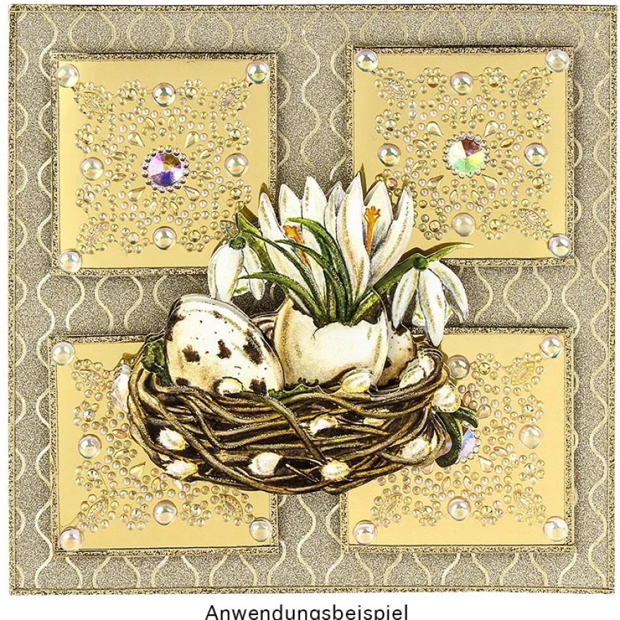 Kristallkunst, Ornament 7, 10cm x 30cm, selbstklebend, klar irisierend, perlmutt