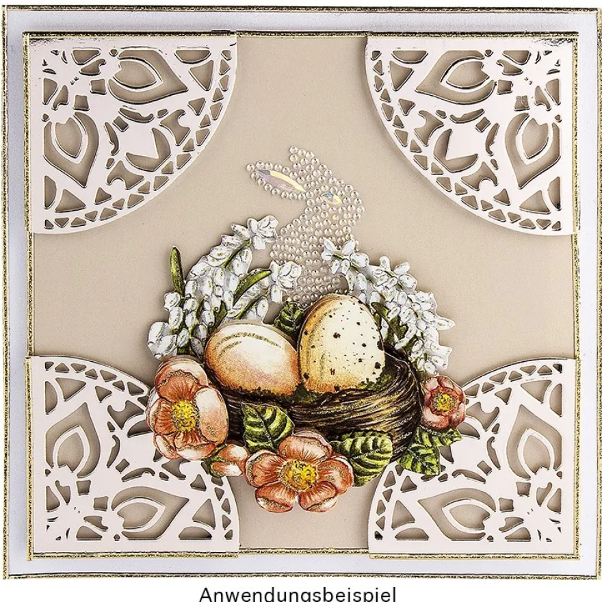 Kristallkunst, Osterhasen-Ornament, 10cm x 30cm, selbstklebend, klar irisierend