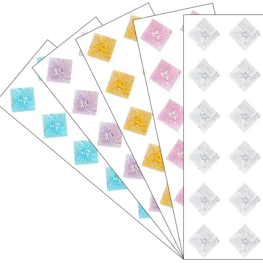 Kristallkunst, Schmuckstein Quadrat 1, 10cm x 30cm, selbstklebend, verschiedene Farben, 5 Bogen