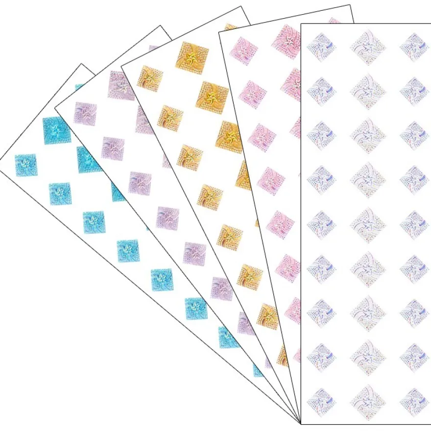 Kristallkunst, Schmuckstein Quadrat 2, 10cm x 30cm, selbstklebend, verschiedene Farben, 5 Bogen