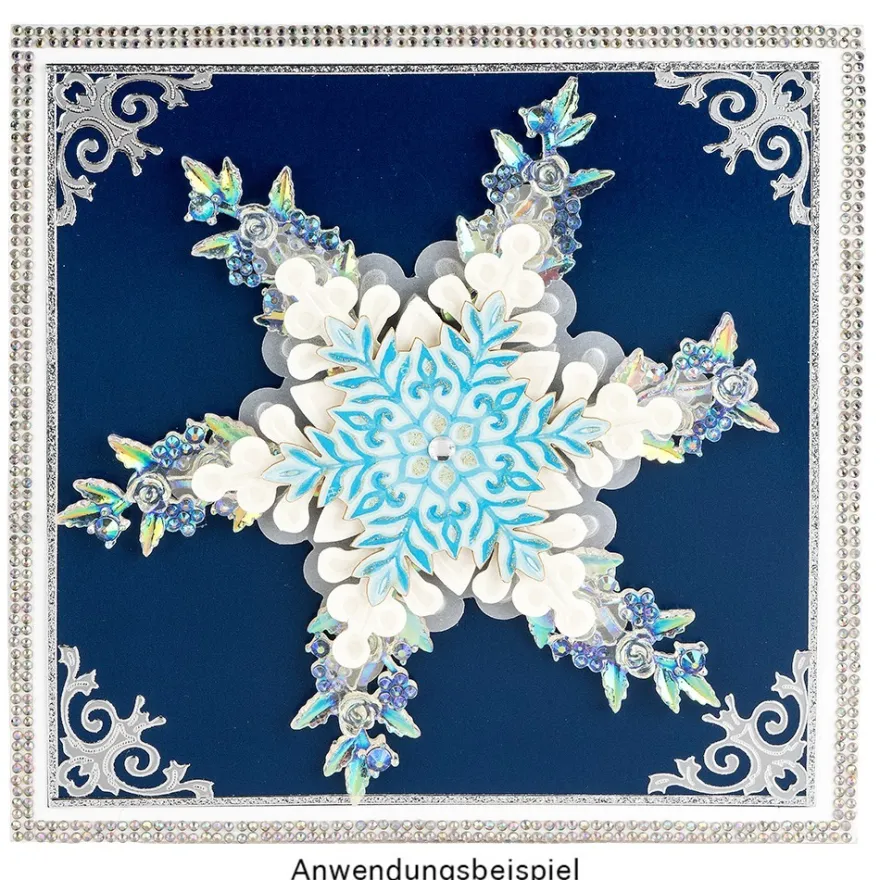 Kristallkunst-Schmucksteine, Rosenzweig 2, 2,4cm x 5,1cm, transparent, klar, irisierend, 12 Stück