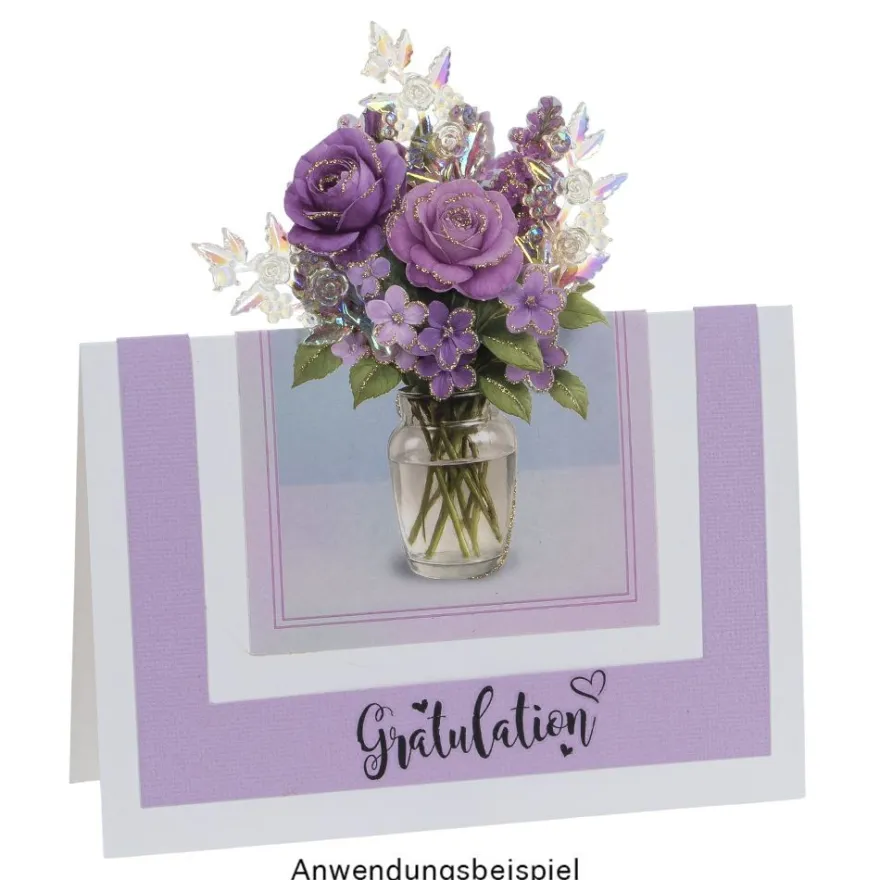 Kristallkunst-Schmucksteine, Rosenzweig 2, 2,4cm x 5,1cm, transparent, klar, irisierend, 12 Stück
