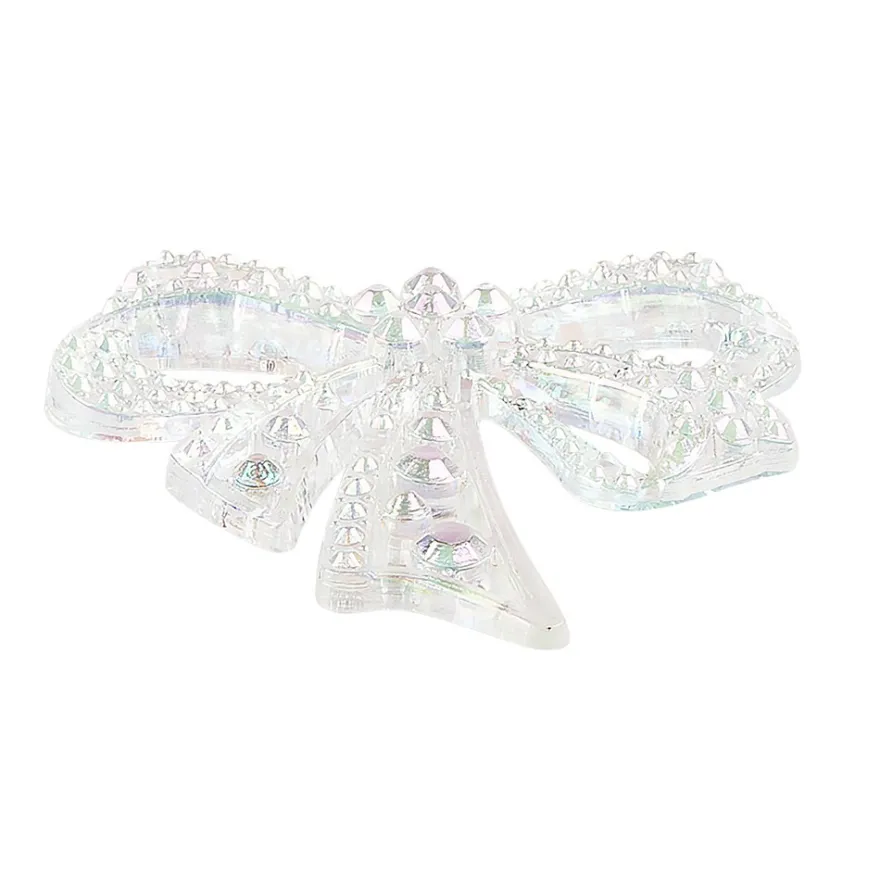 Kristallkunst-Schmucksteine, Schleife, 4,5cm x 4,5cm, transparent, irisierend, weiß, 7 Stück