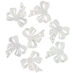 Kristallkunst-Schmucksteine, Schleife, 4,5cm x 4,5cm, transparent, irisierend, weiß, 7 Stück