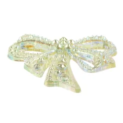 Kristallkunst-Schmucksteine, Schleife, 4,5cm x 4,5cm, transparent, irisierend, lindgrün, 7 Stück