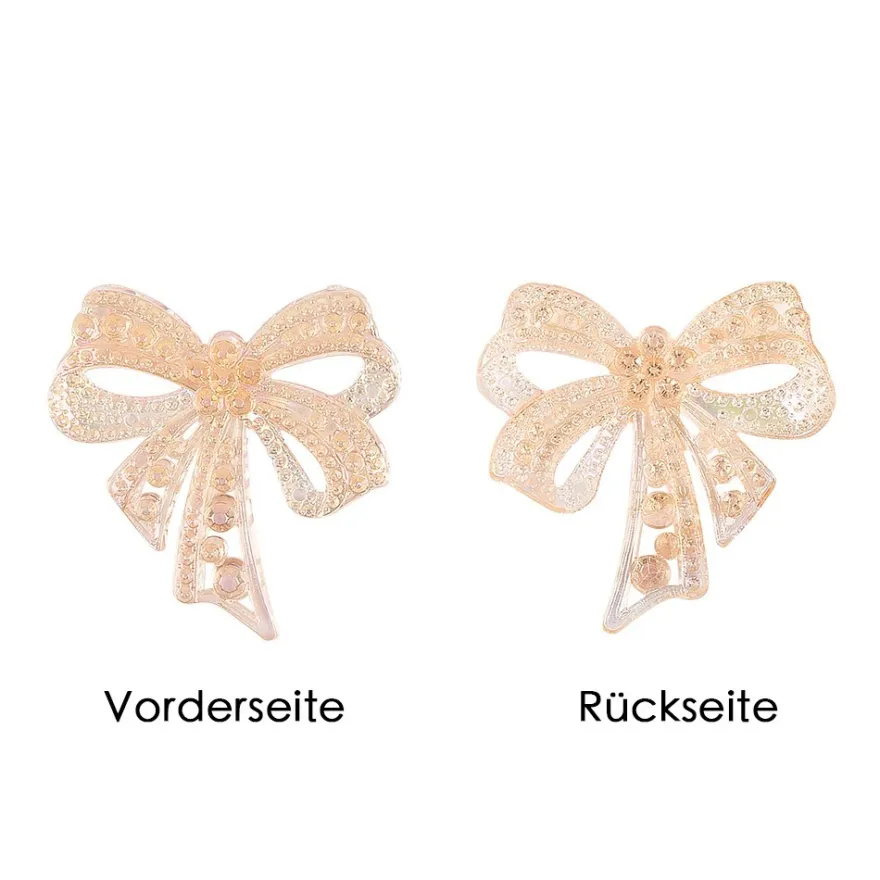 Kristallkunst-Schmucksteine, Schleife, 4,5cm x 4,5cm, transparent, irisierend, apricot, 7 Stück