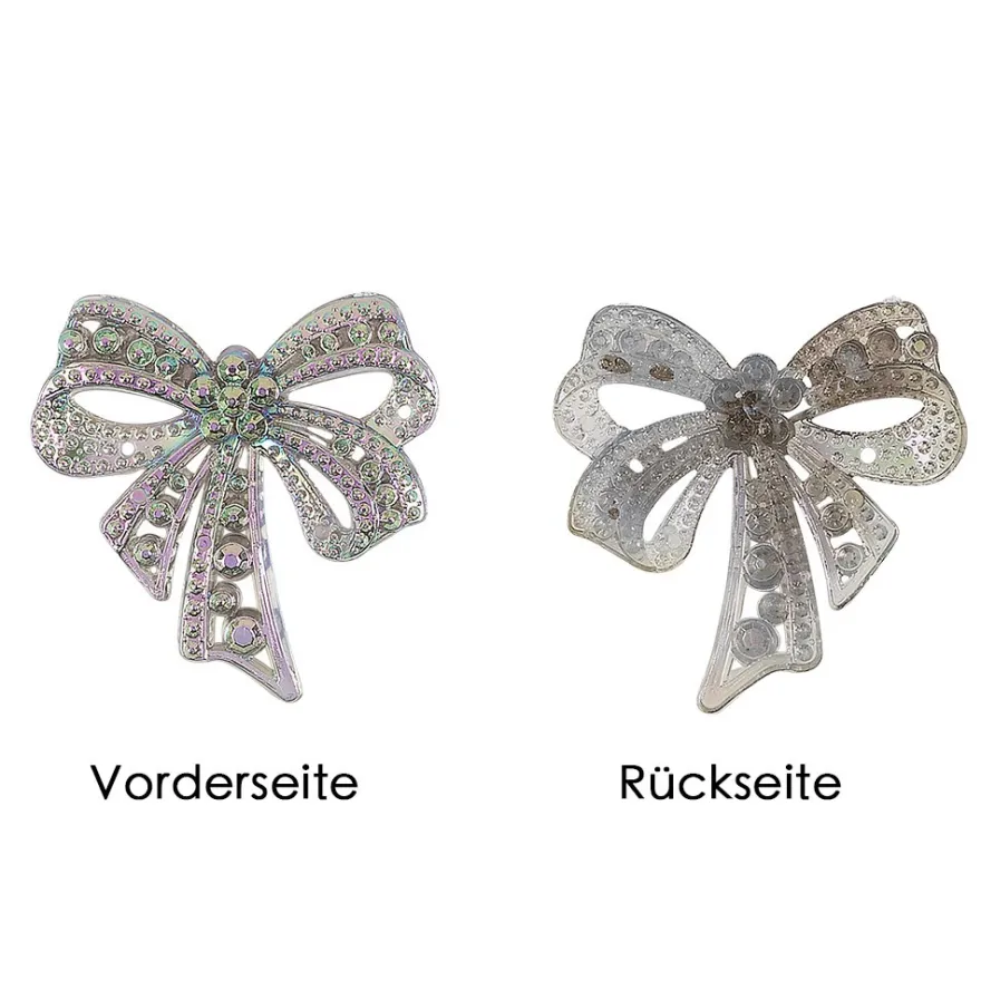 Kristallkunst-Schmucksteine, Schleife, 4,5cm x 4,5cm, transparent, irisierend, multicolor, 7 Stück