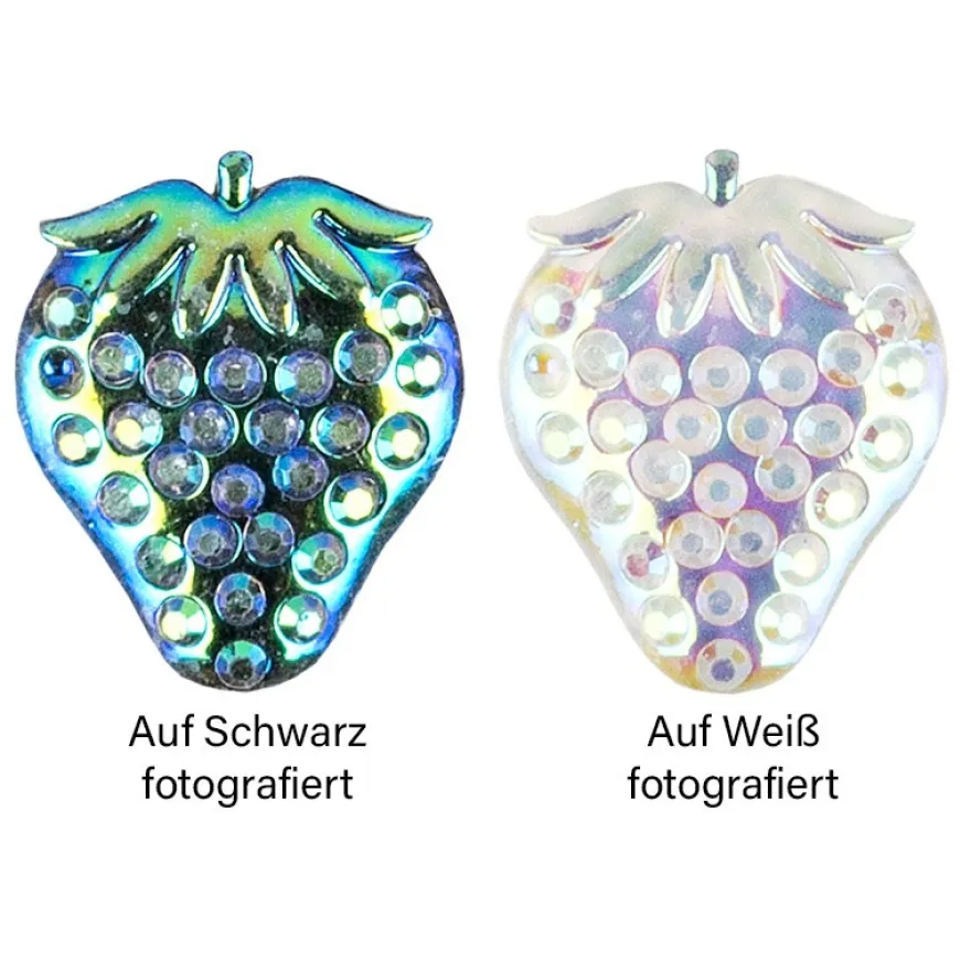 Kristallkunst-Schmucksteine, Erdbeere, 1,7cm x 2,1cm, transparent, klar, irisierend, 30 Stück