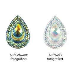 Kristallkunst-Schmucksteine, Tropfen 5, 1,7cm x 2,4cm, transparent, klar, irisierend, 28 Stück