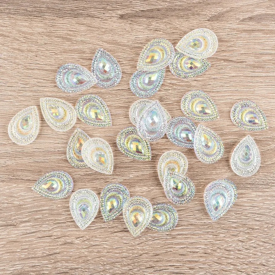 Kristallkunst-Schmucksteine, Tropfen 5, 1,7cm x 2,4cm, transparent, klar, irisierend, 28 Stück