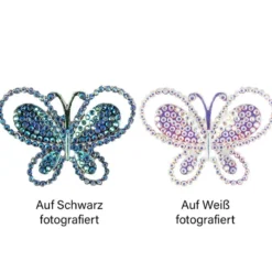 Kristallkunst-Schmucksteine, Schmetterling 2, 3,3cm x 4,5cm, transparent, klar, irisierend, 12 Stück
