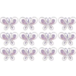 Kristallkunst-Schmucksteine, Schmetterling 2, 3,3cm x 4,5cm, transparent, klar, irisierend, 12 Stück