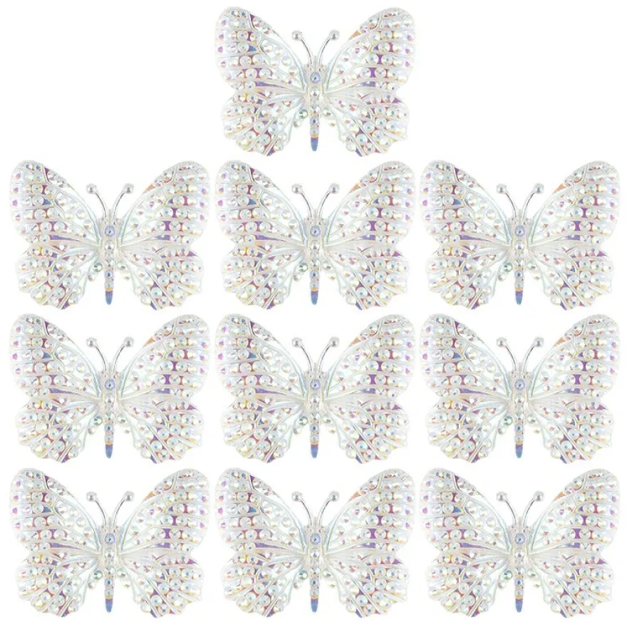 Kristallkunst-Schmucksteine, Schmetterling 1, 2,8cm x 3,7cm, transparent, klar, irisierend, 10 Stück