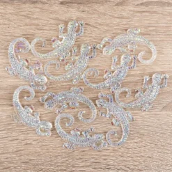 Kristallkunst-Schmucksteine, Gecko, 3,5cm x 5cm, transparent, klar, irisierend, 10 Stück