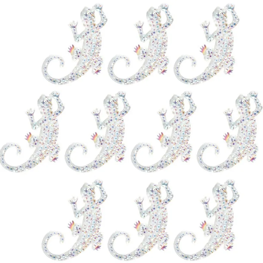 Kristallkunst-Schmucksteine, Gecko, 3,5cm x 5cm, transparent, klar, irisierend, 10 Stück