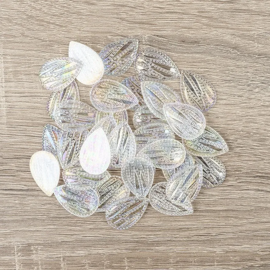 Kristallkunst-Schmucksteine, Tropfen 4, 3cm x 2cm, klar irisierend, 35 Stück