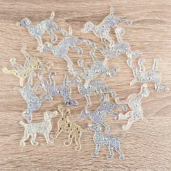 Kristallkunst-Schmucksteine, Hund, 3,7cm x 4,5cm, transparent, klar, irisierend, 15 Stück