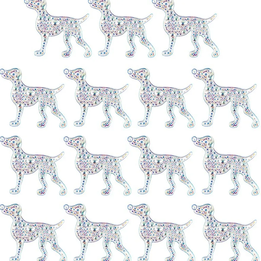 Kristallkunst-Schmucksteine, Hund, 3,7cm x 4,5cm, transparent, klar, irisierend, 15 Stück
