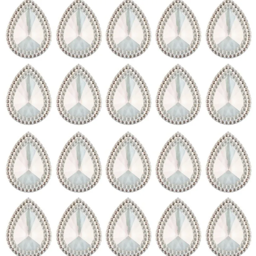Kristallkunst-Schmucksteine, Tropfen 3, 4cm x 3cm, klar irisierend, 20 Stück