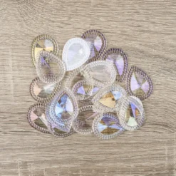 Kristallkunst-Schmucksteine, Tropfen 3, 4cm x 3cm, klar irisierend, 20 Stück