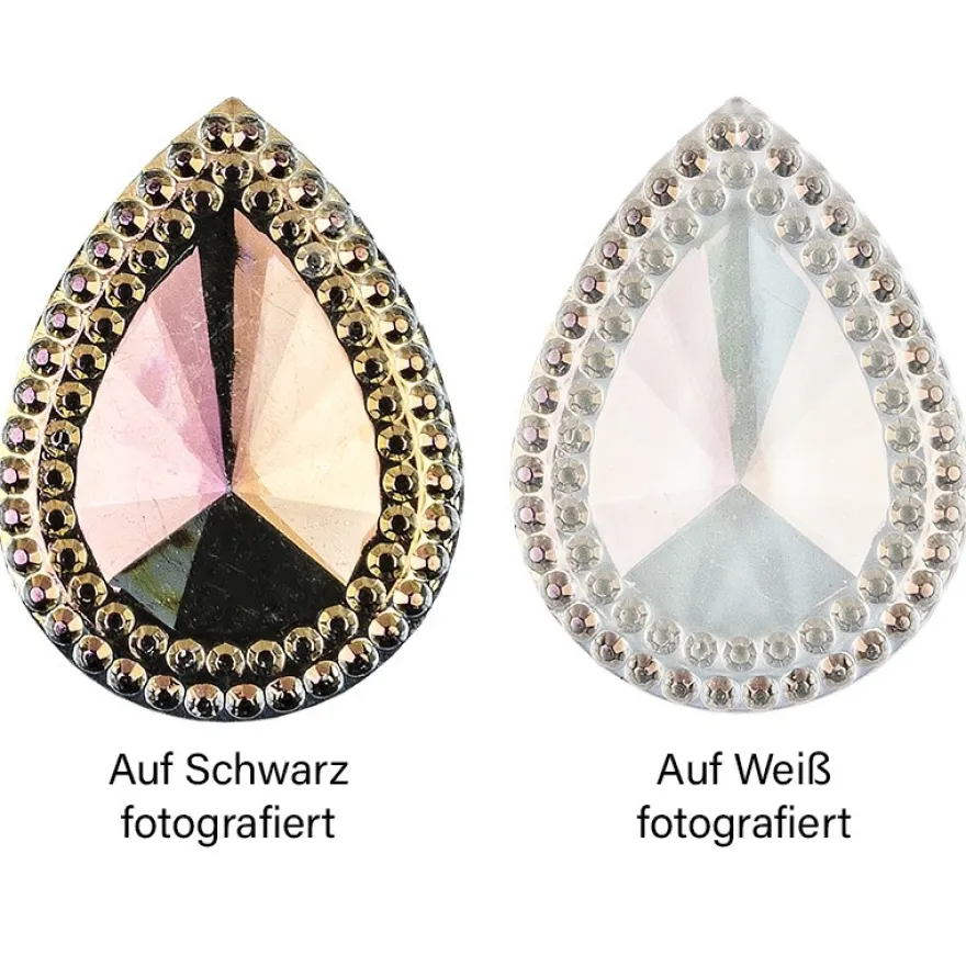 Kristallkunst-Schmucksteine, Tropfen 3, 4cm x 3cm, klar irisierend, 20 Stück