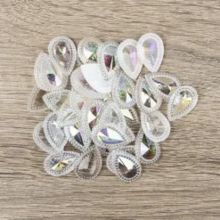 Kristallkunst-Schmucksteine, Tropfen 3, 3cm x 2cm, klar irisierend, 35 Stück