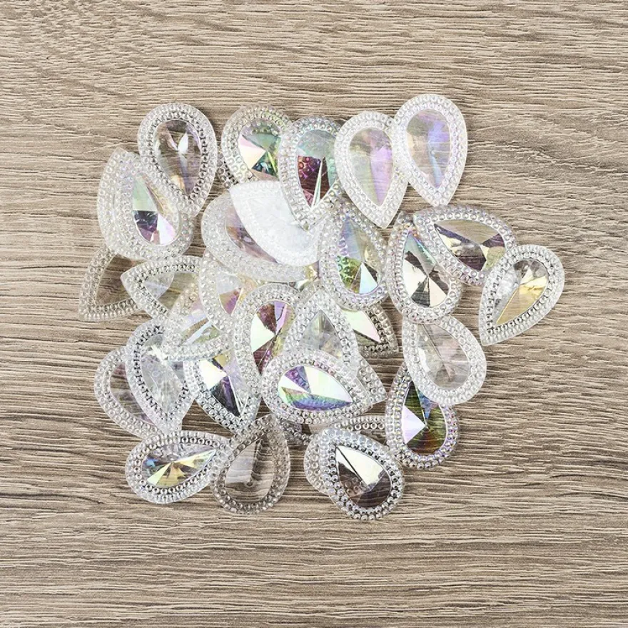 Kristallkunst-Schmucksteine, Tropfen 3, 3cm x 2cm, klar irisierend, 35 Stück