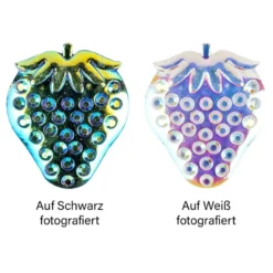 Kristallkunst-Schmucksteine, Erdbeere, 2,8cm x 3,3cm, transparent, klar, irisierend, 14 Stück