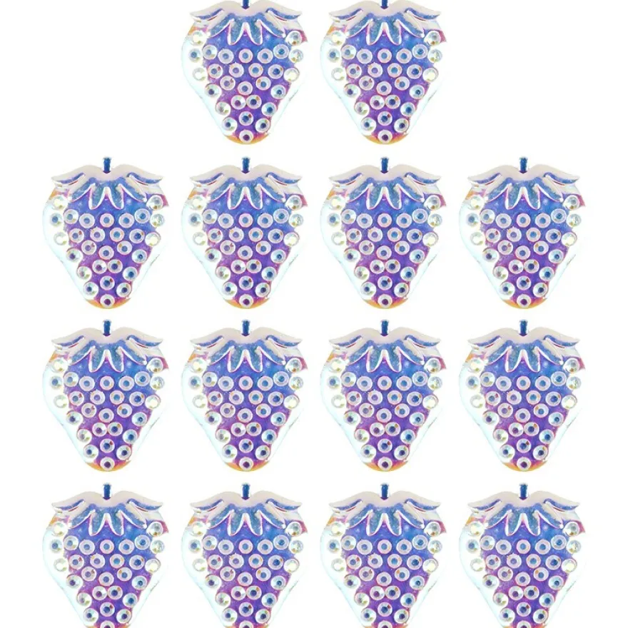 Kristallkunst-Schmucksteine, Erdbeere, 2,8cm x 3,3cm, transparent, klar, irisierend, 14 Stück
