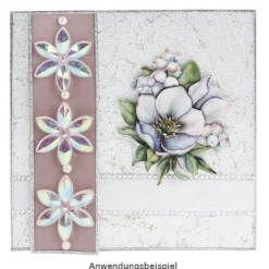 Kristallkunst-Schmucksteine, Blüte, Ø 4,3cm, transparent, klar, irisierend, 12 Stück