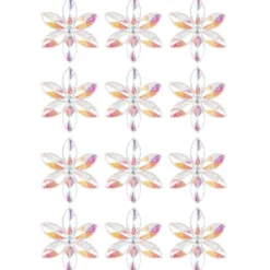 Kristallkunst-Schmucksteine, Blüte, Ø 4,3cm, transparent, klar, irisierend, 12 Stück