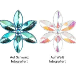 Kristallkunst-Schmucksteine, Blüte, Ø 4,3cm, transparent, klar, irisierend, 12 Stück