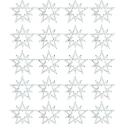 Kristallkunst-Schmucksteine, Stern, Ø 3,8cm, transparent, klar, irisierend, 20 Stück