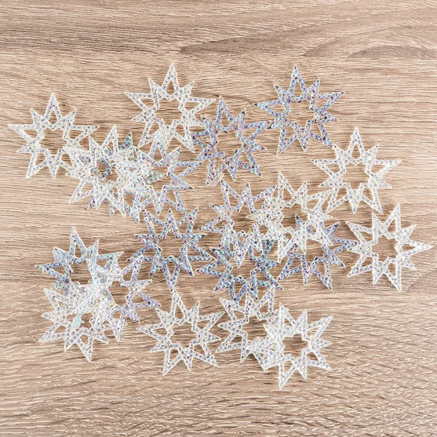 Kristallkunst-Schmucksteine, Stern, Ø 3,8cm, transparent, klar, irisierend, 20 Stück