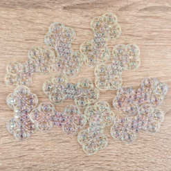 Kristallkunst-Schmucksteine, Ornament, 2,9cm x 5,3cm, transparent, klar, irisierend, 10 Stück