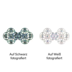 Kristallkunst-Schmucksteine, Ornament, 2,9cm x 5,3cm, transparent, klar, irisierend, 10 Stück