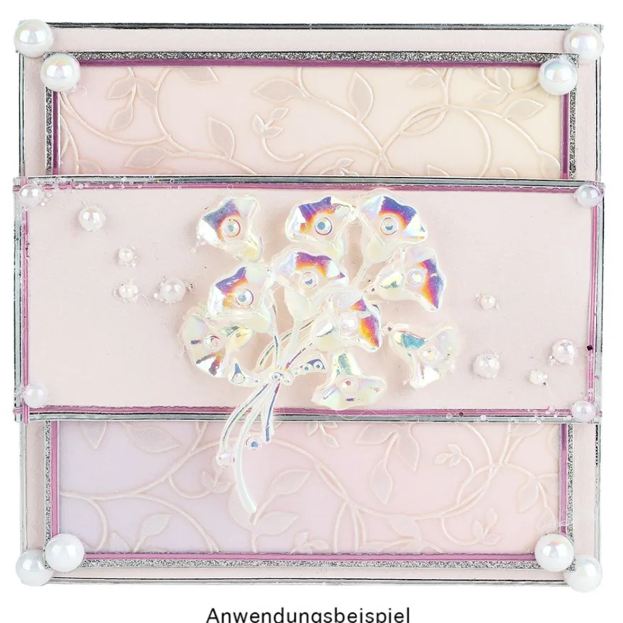 Kristallkunst-Schmucksteine, Blumenstrauß, 3,4cm x 5,5cm, transparent, klar, irisierend, 12 Stück