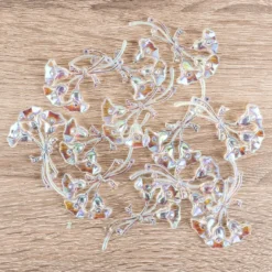 Kristallkunst-Schmucksteine, Blumenstrauß, 3,4cm x 5,5cm, transparent, klar, irisierend, 12 Stück