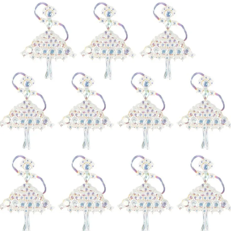 Kristallkunst-Schmucksteine, Ballerina, 3,7cm x 5cm, transparent, klar, irisierend, 11 Stück