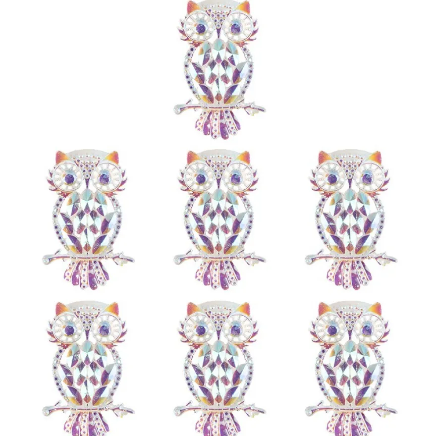 Kristallkunst-Schmucksteine, Eule, 3,4cm x 4,8cm, transparent, klar, irisierend, 7 Stück