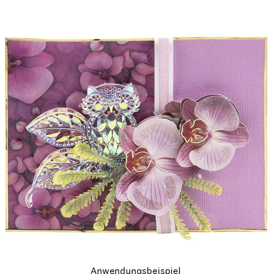 Kristallkunst-Schmucksteine, Eule, 3,4cm x 4,8cm, transparent, klar, irisierend, 7 Stück