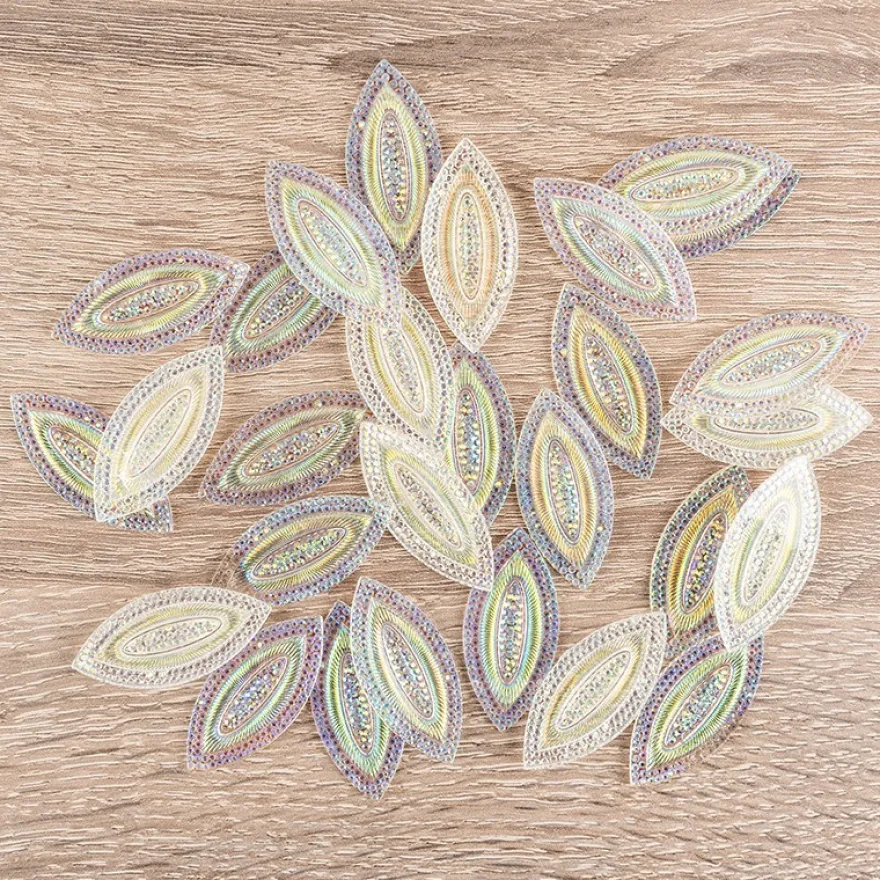 Kristallkunst-Schmucksteine, Navette, 3,9cm x 1,8cm, transparent, klar, irisierend, 28 Stück